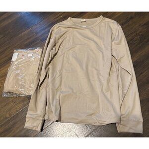 Set of 2 Military Grade Tan Undershirts Size L - one NEW one EUC